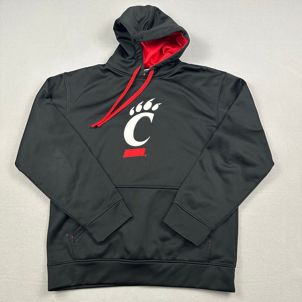 Cincinnati Bearcats Hoodie Men Medium Black Majestic NCAA College Sweatshirt M